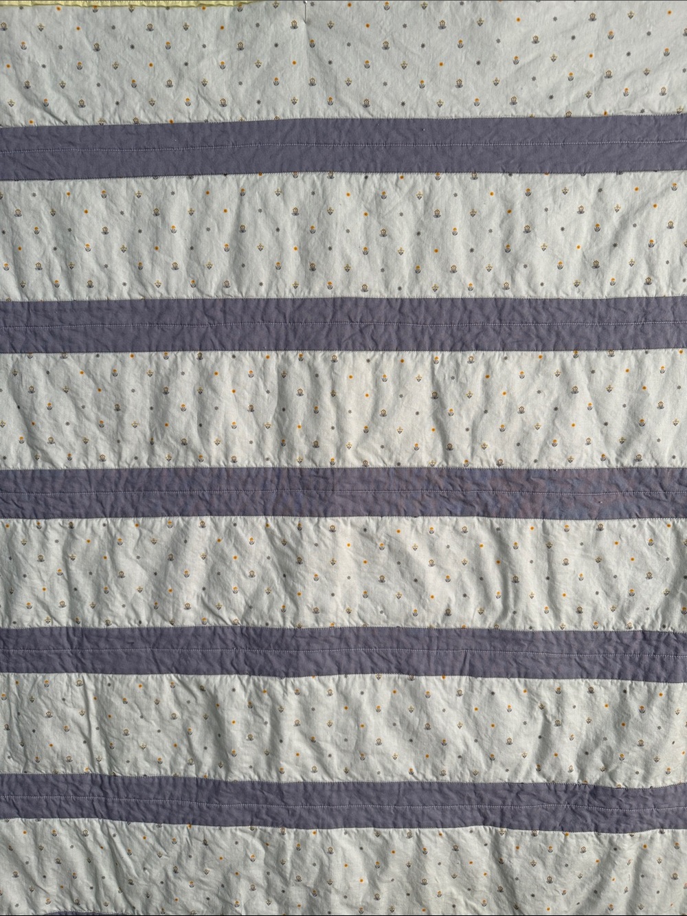 Handmade Yellow and Grey Stripe Quilt